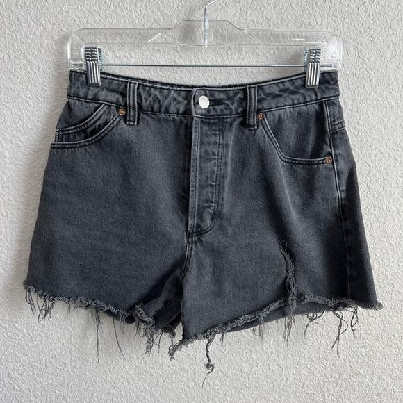 Rolla's Original Shorts Women's 26 Black High Rise Cut Off Button Fly Denim - Picture 1 of 8